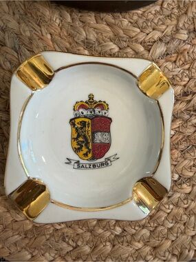 Salzburg Porcelain Ashtray with Gold Accents